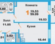 1-комнатная квартира площадью 59.9 кв.м, Молодежная ул., 78 | цена 5 630 600 руб. | www.metrprice.ru