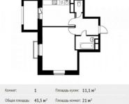 1-комнатная квартира площадью 43.5 кв.м, Фруктовая ул., 1К1 | цена 4 855 262 руб. | www.metrprice.ru