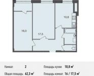 2-комнатная квартира площадью 62.3 кв.м, Богородский мкр, 14 | цена 3 681 557 руб. | www.metrprice.ru