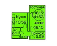 1-комнатная квартира площадью 43 кв.м, Колхозная ул., 55 | цена 3 259 320 руб. | www.metrprice.ru