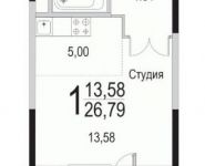 1-комнатная квартира площадью 26.8 кв.м, улица Барышевская Роща, 22 | цена 3 264 292 руб. | www.metrprice.ru