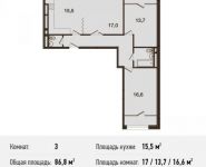 3-комнатная квартира площадью 86.8 кв.м, Ивановская ул., 1 | цена 6 683 600 руб. | www.metrprice.ru