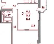 2-комнатная квартира площадью 80 кв.м, Ленинский пр-т, 40 | цена 6 905 800 руб. | www.metrprice.ru