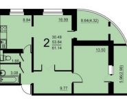 2-комнатная квартира площадью 61.14 кв.м, 5-й микрорайон, 18 | цена 3 291 472 руб. | www.metrprice.ru