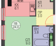 1-комнатная квартира площадью 24 кв.м, Авангардная, корп.7 | цена 3 000 000 руб. | www.metrprice.ru
