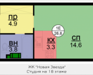 1-комнатная квартира площадью 26.6 кв.м, Бачуринская, корп.2 | цена 3 990 000 руб. | www.metrprice.ru