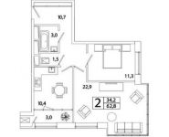 2-комнатная квартира площадью 62.8 кв.м, Рязанский пр-кт, 2 | цена 9 800 316 руб. | www.metrprice.ru