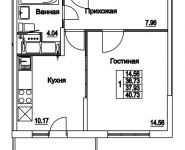 1-комнатная квартира площадью 37.93 кв.м, 2-я Муравская | цена 5 142 397 руб. | www.metrprice.ru