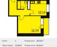 1-комнатная квартира площадью 42 кв.м, 1-й мкр, 1 | цена 2 630 814 руб. | www.metrprice.ru