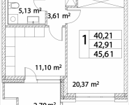 1-комнатная квартира площадью 42.91 кв.м, Лазоревый пр., 3, корп.7 | цена 9 540 866 руб. | www.metrprice.ru