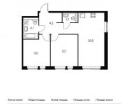 2-комнатная квартира площадью 58.1 кв.м, Сосенское п, Александры Монаховой ул, 96к2 | цена 6 315 470 руб. | www.metrprice.ru