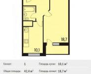 1-комнатная квартира площадью 42.4 кв.м, Рублево-Успенское шоссе, д.33, к.1 | цена 2 951 360 руб. | www.metrprice.ru