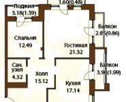 2-комнатная квартира площадью 75.3 кв.м,  | цена 8 661 000 руб. | www.metrprice.ru