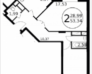 2-комнатная квартира площадью 53.34 кв.м, Просвещения, 11 | цена 3 373 760 руб. | www.metrprice.ru