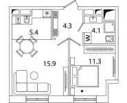 1-комнатная квартира площадью 41 кв.м, Рязанский проспект, д.влд 2 | цена 6 719 695 руб. | www.metrprice.ru
