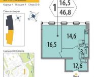 1-комнатная квартира площадью 46.8 кв.м в ЖК "SHIROKAYA", улица Крупской, 5 | цена 7 941 024 руб. | www.metrprice.ru