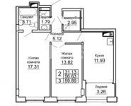 2-комнатная квартира площадью 59.9 кв.м, Летная ул., 17 | цена 5 500 000 руб. | www.metrprice.ru