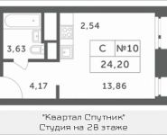 1-комнатная квартира площадью 24.2 кв.м, Мякининское шоссе, 3 | цена 2 855 600 руб. | www.metrprice.ru