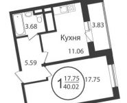 1-комнатная квартира площадью 40 кв.м, Колпакова ул., 44 | цена 3 299 649 руб. | www.metrprice.ru