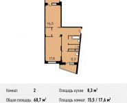 2-комнатная квартира площадью 68.7 кв.м,  | цена 4 269 710 руб. | www.metrprice.ru