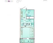 1-комнатная квартира площадью 27.4 кв.м, | цена 2 520 800 руб. | www.metrprice.ru