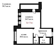 1-комнатная квартира площадью 38 кв.м, Есенина ул., 16 | цена 3 500 000 руб. | www.metrprice.ru