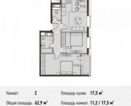 2-комнатная квартира площадью 62.9 кв.м, Каширское ш., 65 | цена 8 592 140 руб. | www.metrprice.ru