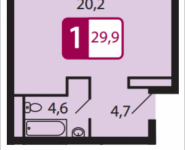 1-комнатная квартира площадью 29.9 кв.м, Северный Квартал, 1 | цена 2 033 200 руб. | www.metrprice.ru