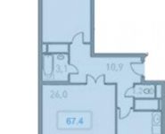 2-комнатная квартира площадью 67 кв.м в ЖК "Центр-2", Автозаводская ул. | цена 5 007 820 руб. | www.metrprice.ru