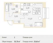 1-комнатная квартира площадью 30.78 кв.м,  | цена 2 400 840 руб. | www.metrprice.ru