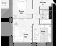 1-комнатная квартира площадью 54.04 кв.м, 1-я Ямская, 8 | цена 13 440 000 руб. | www.metrprice.ru