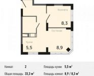 2-комнатная квартира площадью 33.3 кв.м, Олимпийский проспект, с10 | цена 1 774 890 руб. | www.metrprice.ru