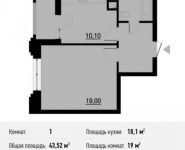 1-комнатная квартира площадью 43.5 кв.м, Берзарина ул., 28 | цена 8 038 188 руб. | www.metrprice.ru