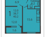 1-комнатная квартира площадью 40.3 кв.м, Производственная, 6, корп.1 | цена 4 612 738 руб. | www.metrprice.ru