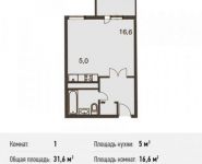 1-комнатная квартира площадью 31.6 кв.м, Барышевская Роща ул., 11 | цена 3 719 320 руб. | www.metrprice.ru