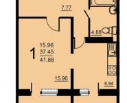 1-комнатная квартира площадью 41.88 кв.м, 5-й микрорайон, 18 | цена 2 347 583 руб. | www.metrprice.ru