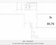 3-комнатная квартира площадью 85.79 кв.м в ЖК "Южный" (Подольск), Ясная, 8, корп.6 | цена 5 437 113 руб. | www.metrprice.ru