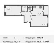 2-комнатная квартира площадью 60.3 кв.м, микрорайон Богородский, 14 | цена 3 770 000 руб. | www.metrprice.ru