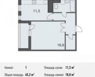 1-комнатная квартира площадью 45 кв.м, Нагатинский 1-й пр., 16С1 | цена 9 898 800 руб. | www.metrprice.ru