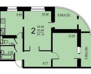 2-комнатная квартира площадью 61.14 кв.м, 5-й микрорайон, 18 | цена 3 325 405 руб. | www.metrprice.ru