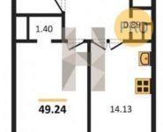 1-комнатная квартира площадью 49.2 кв.м, улица Кудрявцева, 10 | цена 6 078 614 руб. | www.metrprice.ru