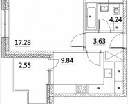 1-комнатная квартира площадью 37.54 кв.м, Лазоревый пр., 3 | цена 8 753 577 руб. | www.metrprice.ru