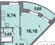 1-комнатная квартира площадью 40.69 кв.м, Кирова улица, д.35Ж, к.9 | цена 4 519 291 руб. | www.metrprice.ru