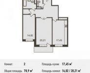 2-комнатная квартира площадью 78.9 кв.м, Мичуринский просп., 26 | цена 21 697 500 руб. | www.metrprice.ru