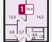 1-комнатная квартира площадью 39.8 кв.м, Северный Квартал, 1 | цена 2 706 400 руб. | www.metrprice.ru