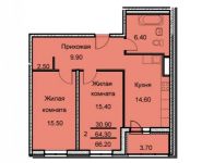 2-комнатная квартира площадью 66.2 кв.м, Добролюбова ул, 32а | цена 4 402 300 руб. | www.metrprice.ru