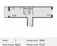 1-комнатная квартира площадью 43.4 кв.м, Новотушинская ул. | цена 3 670 512 руб. | www.metrprice.ru