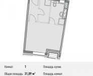 1-комнатная квартира площадью 31.1 кв.м, Береговой пр., ВЛ5 | цена 5 782 740 руб. | www.metrprice.ru