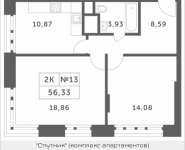 2-комнатная квартира площадью 56.33 кв.м, Мякининское шоссе, 2 | цена 5 790 386 руб. | www.metrprice.ru