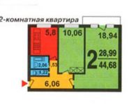 2-комнатная квартира площадью 45 кв.м, Народного Ополчения ул., 44 | цена 3 300 000 руб. | www.metrprice.ru